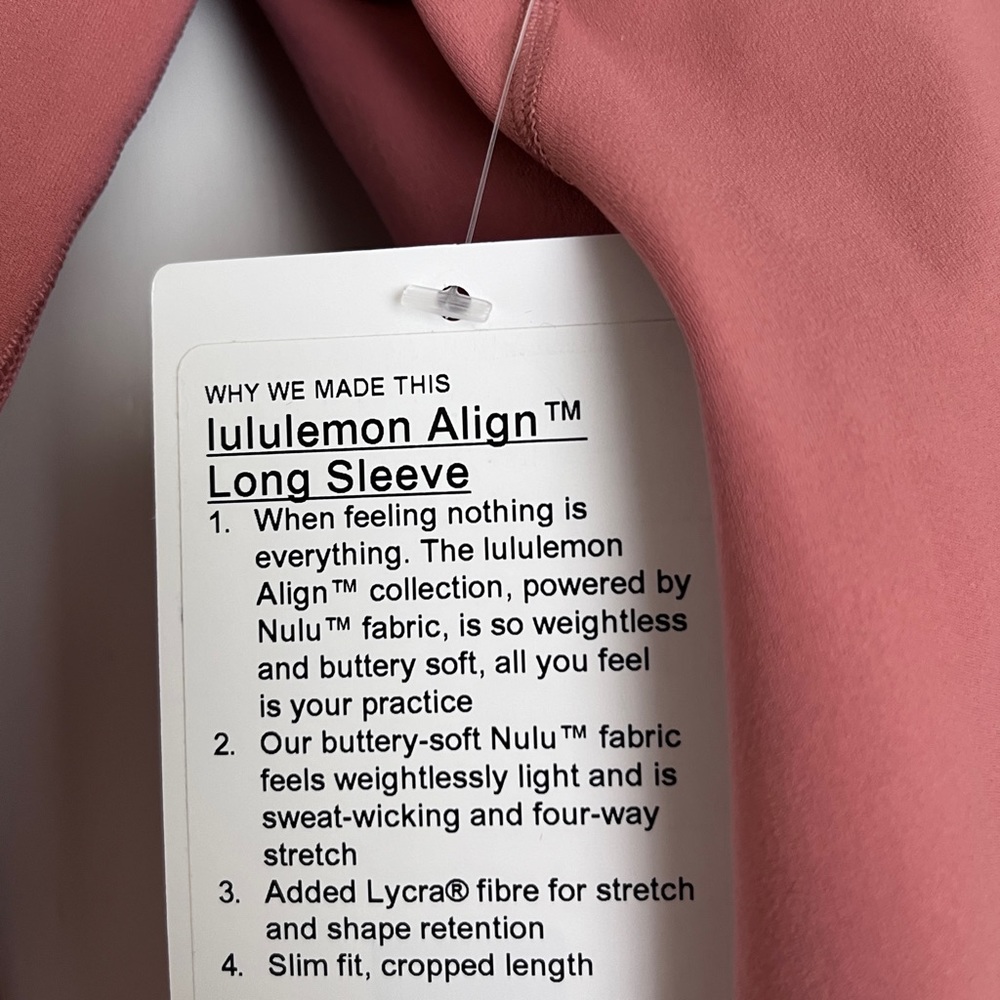 Lululemon | NWT Align Long Sleeve Shirt in Brier Rose (Pink) Women’s Siz… - Picture 5 of 8